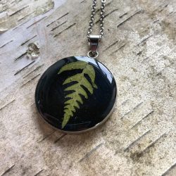 Fern Round Pendant with black resin